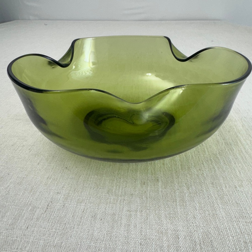 Vintage Anchor Hocking Avocado Green Art Class Chip Bowl MCM 1970s 10 - Picture 4 of 8